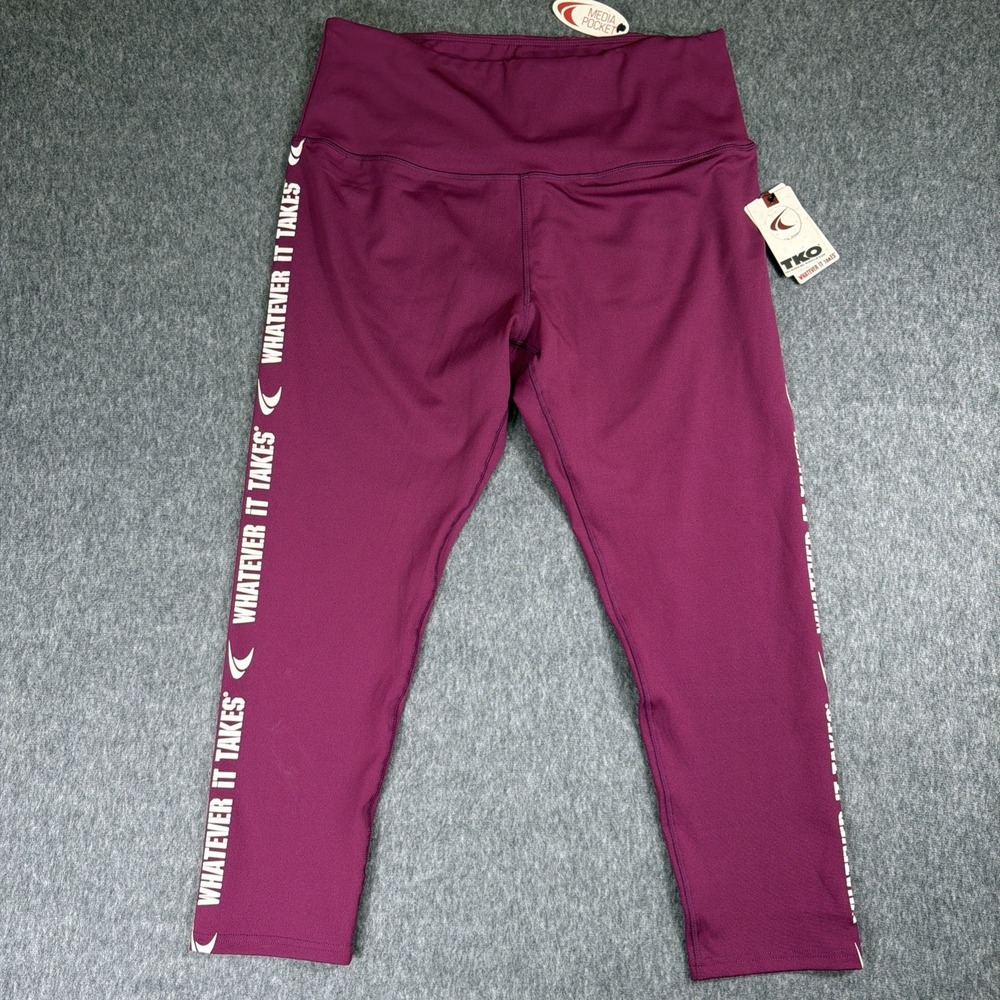 NWT TKO Jogger Active Pants Womens Size XXXL "Whatever It Takes" Maroon Leggings